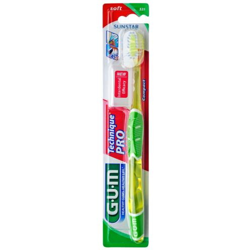 Gum Technique PRO Compact Soft Toothbrush Πράσινη Επαγγελματική Οδοντόβουρτσα με Μαλακές Ίνες & Μικρή Κεφαλή 1 Τεμάχιο, Κωδ 525
